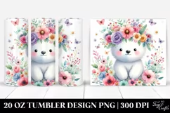 Cute Polar Bear with Flower Crown, Transparent 20 Oz Tumbler Product Image 1