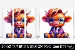 Cute Baby Highlandcow with Goofy Face, Transparent 20 Oz Product Image 1