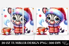 Expressive Watercolor Zebra in Santa Hat PNG Product Image 1