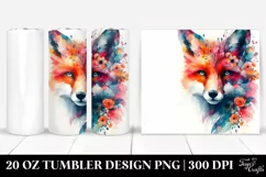 Abstract Vibrant Fox with Flowers. 20 oz Tumbler Design Product Image 1