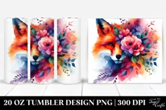 Abstract Vibrant Fox with Flowers. 20 oz Tumbler Design Product Image 1