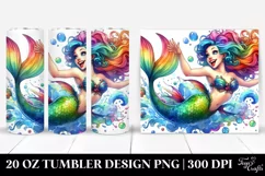 Jumping Mermaid Watercolor Drawing | 20 oz Tumbler Product Image 1
