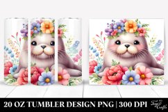 Cute Baby Walrus Flowers | 20 Oz Tumbler Product Image 1