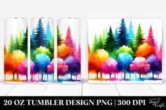Colorful Watercolor Vibrant Rainbow Trees | 20 oz Tumbler Product Image 1