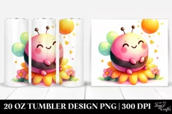 20 Oz Tumbler Sublimation | Vibrant Pink-ish Sitting Bee Product Image 1