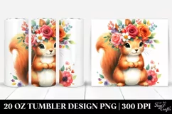 Cartoon-Style Watercolor Squirrel Flower Crown | 20 oz Product Image 1