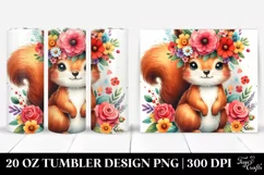 Cartoon-Style Watercolor Squirrel Flower Crown | 20 oz Product Image 1