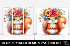Cartoon-Style Watercolor Squirrel Flower Crown | 20 oz Product Image 1