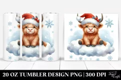 Cute Highland Cow with Santa Clipart Product Image 1