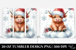 Cute Highland Cow with Santa Clipart Product Image 1