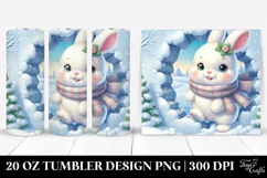 Cute Winter Rabbit Clipart, Transparent 20 Oz Tumbler Product Image 1