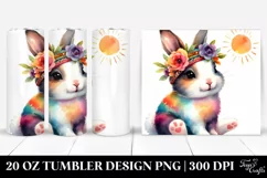 20 Oz Tumbler Sublimation | Vibrant Boho Sitting Bunny Product Image 1