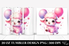 20 Oz Tumbler Sublimation | Cute Smiling Baby Lamb Balloons Product Image 1