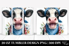 Cow Portrait Bandana Smile | 20 Oz Tumbler Product Image 1