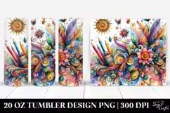 Vibrant Whimsical Watercolor Drawing | 20 oz Tumbler Product Image 1