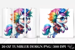 Cute Baby Unicorn Jumping, Transparent 20 Oz Tumbler Product Image 1