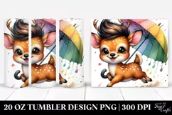 Funny Deer with Umbrella Watercolor PNG Product Image 1