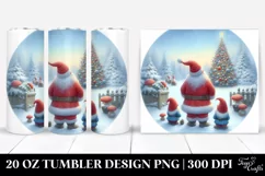 Vintage Watercolor Santa with Gnomes, PNG Product Image 1