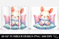 20 Oz Tumbler Sublimation | Cute Smiling Baby Bunny Pillow Product Image 1