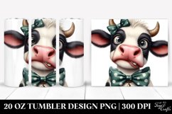 Watercolor Funny Cow Portrait Bow | 20 Oz Tumbler Product Image 1
