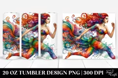 Running Mermaid Drawing | 20 oz Tumbler Product Image 1