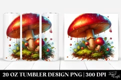 detailed Shiny Mushroom Watercolor Splash 20 oz Tumbler Product Image 1