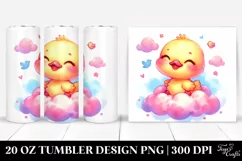 20 Oz Tumbler Sublimation | Cute Smiling Baby Duck Cloud Product Image 1