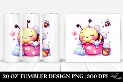 20 Oz Tumbler Sublimation | Cute Sleeping Baby Bee Bublly Product Image 1