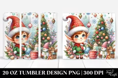 Cute Watercolor Elf in Winter Clipart Product Image 1