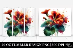20 Oz Tumbler Sublimation | Watercolor Nasturtium Product Image 1