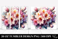 20 Oz Tumbler Sublimation | Wooden Rhododendron Watercolor Product Image 1