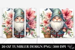 Watercolor Gnome with Flower Basket, PNG Product Image 1