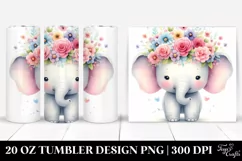 Colorful Elephant Flower Crown | 20 oz Tumbler Product Image 1