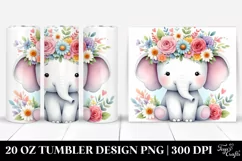 Colorful Elephant Flower Crown | 20 oz Tumbler Product Image 1