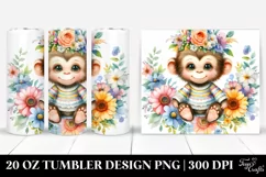 20 Oz Tumbler Sublimation | Cute Smiling Baby Monkey Product Image 1