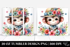 20 Oz Tumbler Sublimation | Cute Smiling Baby Monkey Product Image 1