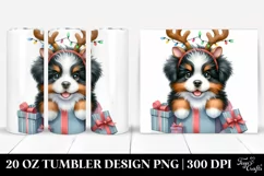 Adorable Bernese Mountain Dog with Reindeer Horns PNG Product Image 1