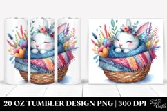 20 Oz Tumbler Sublimation | Colorful Boho Rabbit Cuddling in Product Image 1