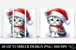Adorable Cute Baby Cat with Santa Hat | 20 oz Tumbler Product Image 1