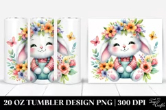 20 Oz Tumbler Sublimation | Colorful Whimsical Bunny with Product Image 1