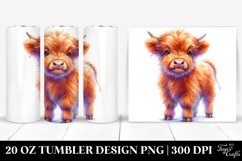 Cute Baby Highland Cow Drawing | 20 oz Tumbler Product Image 1