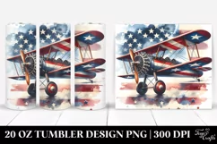 Watercolor Vintage Biplane with Stars | 20 oz Tumbler Product Image 1