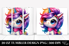 Cute Baby Unicorn Drawing, Vibrant 20 Oz Tumbler Product Image 1