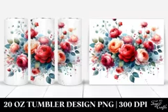 Colorful Red Roses in Frame, Transparent 20 Oz Tumbler Product Image 1