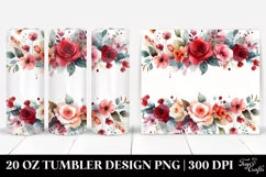 Colorful Red Roses in Frame, Transparent 20 Oz Tumbler Product Image 1