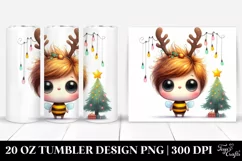 Expressive Watercolor Bee in Santa Hat PNG Product Image 1