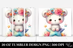 Cute Cartoon-Style Bear in Flower Crown 20 Oz Tumbler Product Image 1