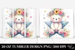 Cute Cartoon-Style Bear in Flower Crown 20 Oz Tumbler Product Image 1