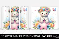 Pastel Bear with Flower Crown 20 Oz Tumbler Product Image 1