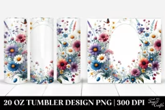 Watercolor Flowers Oval Frame | 20 oz Tumbler Product Image 1